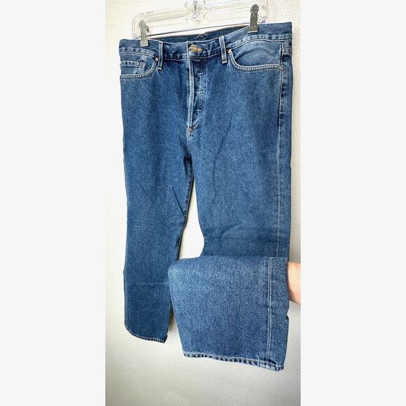 Goldsign Gold Button Fly Medium Wash Straight Leg Crop Jeans 31 - Picture 1 of 15